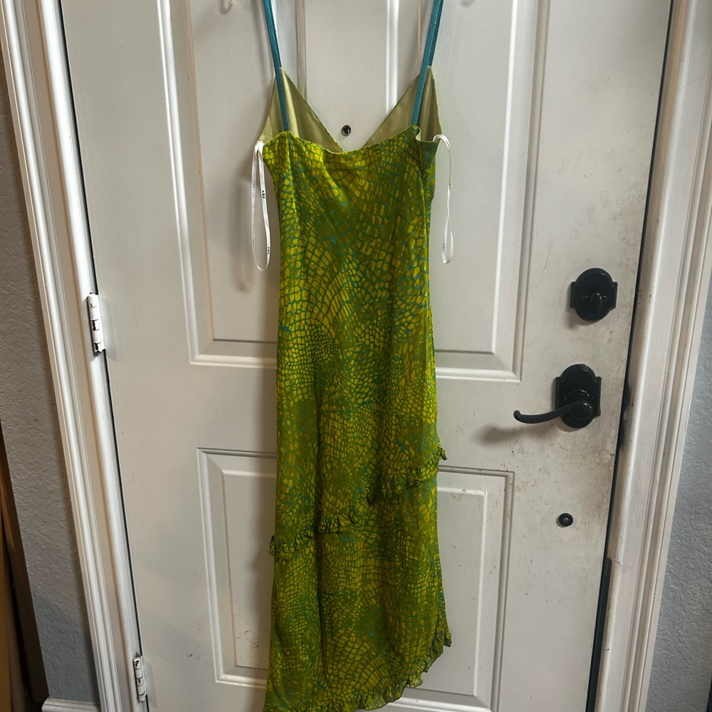 Y2K Allen B. By Allen Schwartz Asymmetrical Green Dress Sz 4 - Picture 10 of 15